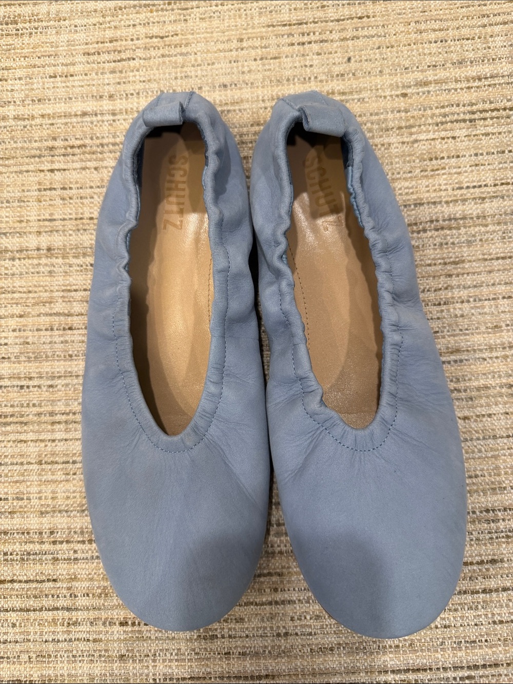SCHUTZ  Eudora Powder Blue Leather Ballet Flats Womens Size 8.5